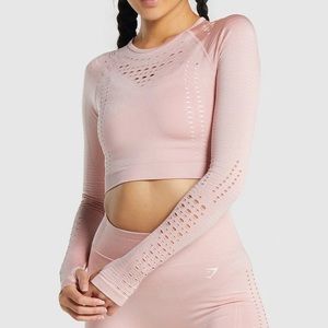 Gymshark Small Pink Glow Long Sleeve Seamless Crop Top
